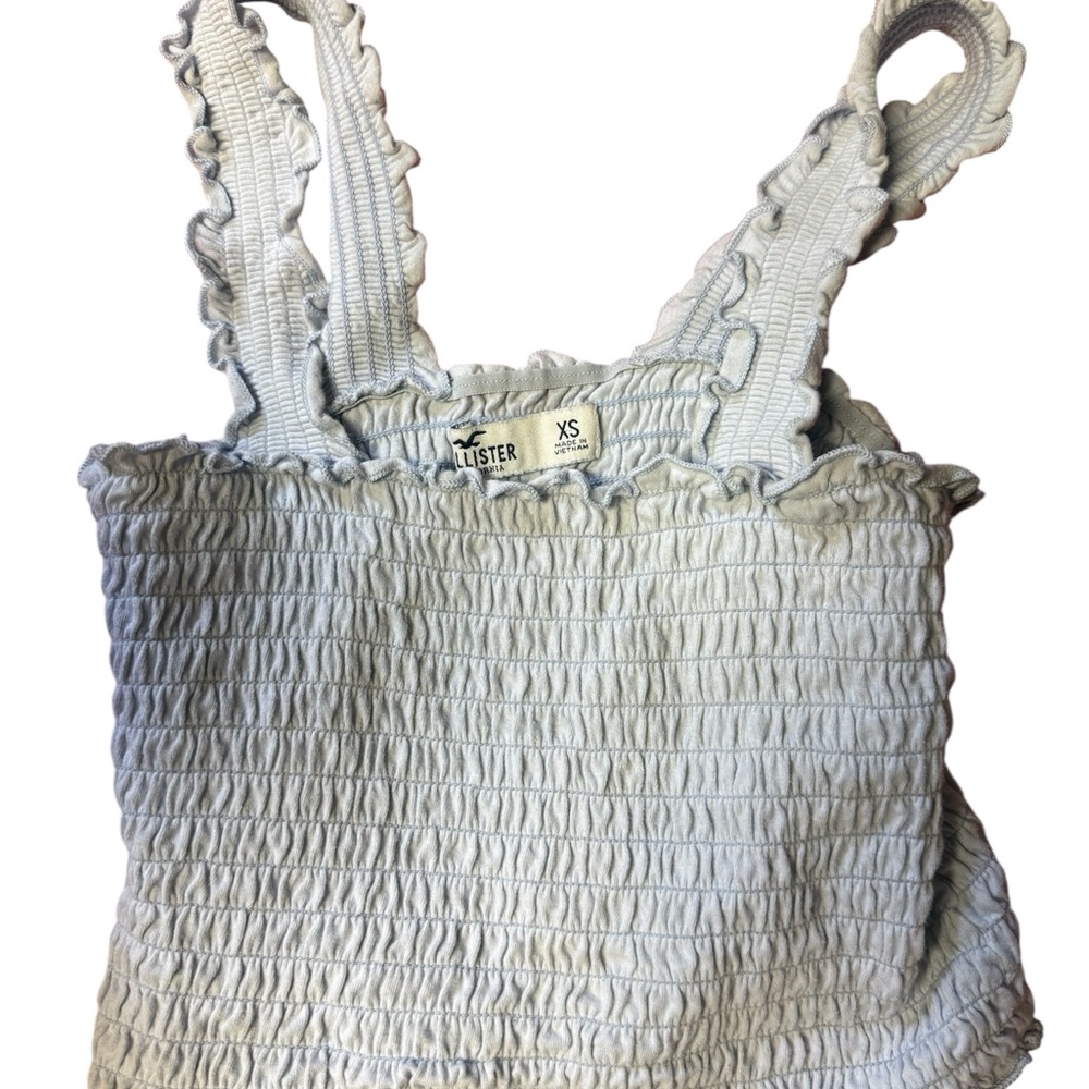 Hollister Blue Ruffle Strap Smocked Top
